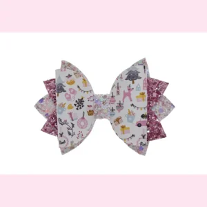 Strik Kerst roze met figuurtjes